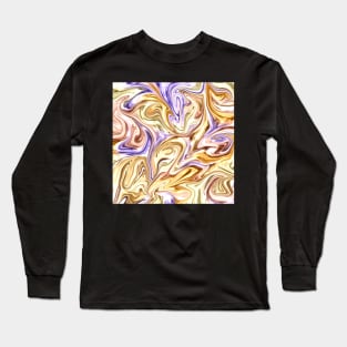 Trendy bright purple gold  liquid marble abstract swirl waves pattern Long Sleeve T-Shirt